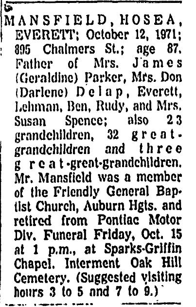 Obituary image for Mansfield, Hosea Everett