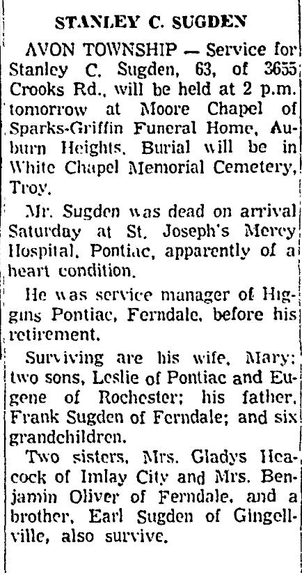 Obituary image for Sugden, Stanley C.