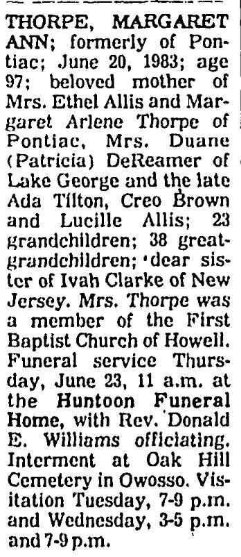 Obituary image for Thorpe, Margaret Ann