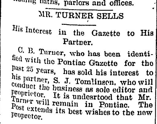 Mr Turner Sells Gazette Interest