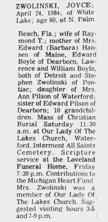 Obituary image for Zwolinski, Joyce